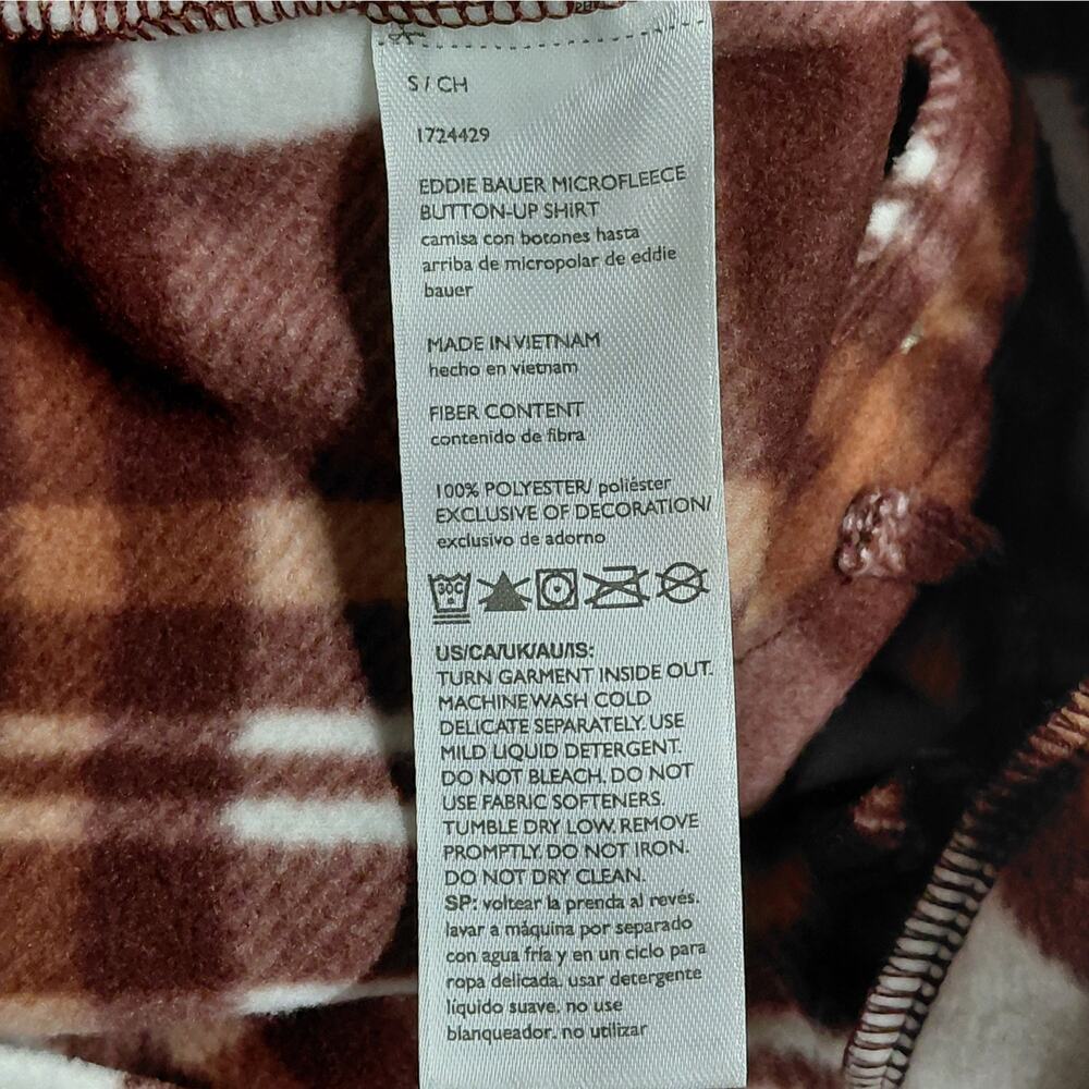 Eddie Bauer Womens Plaid Flannel Shirt Size Small Brown Shacket Cozy Gorpcore - Picture 14 of 14